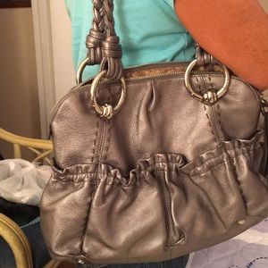 B Makowsky Metallic Silver Shoulder Bag